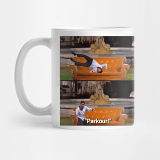 Parkour on the Friends couch Mug